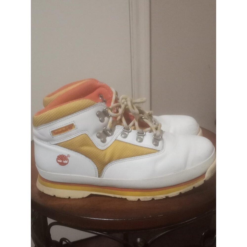 Timberland Boots Women's Size 6 Euro Hiker Mid Leather White Brown